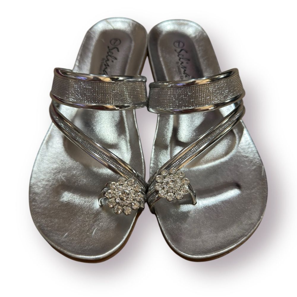 Selina by Summer Rio Silver Crystal Sandals Womens Size 7‎